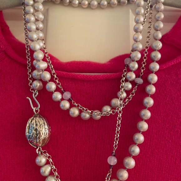 Incredible Mignon Fagot Sterling, Amethyst & Pearl 42” Necklace! - Picture 4 of 4